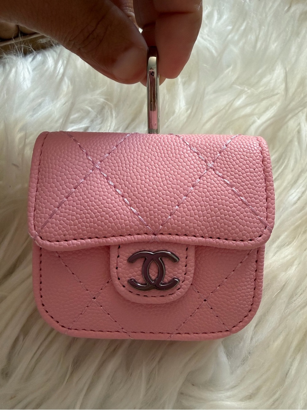 Pink Quilted Mini Key Pouch